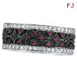 14K White Gold Pink Sapphire and Diamond Eternity Band Ring