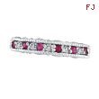 14K White Gold Pink Sapphire And Diamond Stackable Ring