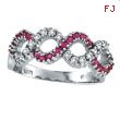 14K White Gold Pink Sapphire and Diamond Swirl Ring