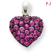 14k White Gold Pink Sapphire Pendant