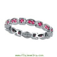 14K White Gold Pink Sapphire Stackable Eternity Band