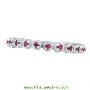 14K White Gold Pink Sapphire Stackable Eternity Guard Ring