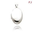 14K White Gold Plain Domed Oval Locket