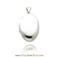 14K White Gold Plain Domed Oval Locket