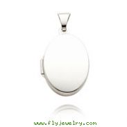 14K White Gold Plain Polished Oval-Shaped Locket