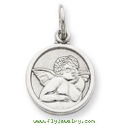 14K White Gold Polished & Satin Angel Charm