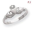 14k White Gold Polished & Satin Claddagh Ring