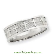 14K White Gold Polished & Satin Cross Band