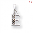 14K White Gold Polished .01ct Diamond Initial E Charm