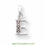 14K White Gold Polished .01ct Diamond Initial E Charm