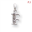 14K White Gold Polished .01ct Diamond Initial F Charm