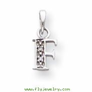 14K White Gold Polished .01ct Diamond Initial F Charm