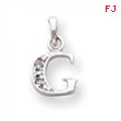 14K White Gold Polished .01ct Diamond Initial G Charm