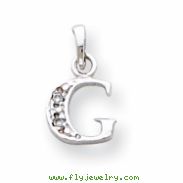 14K White Gold Polished .01ct Diamond Initial G Charm