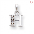 14K White Gold Polished .01ct Diamond Initial H Charm