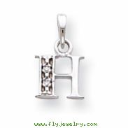 14K White Gold Polished .01ct Diamond Initial H Charm