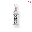 14K White Gold Polished .01ct Diamond Initial I Charm