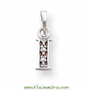 14K White Gold Polished .01ct Diamond Initial I Charm