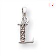 14K White Gold Polished .01ct Diamond Initial L Charm