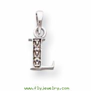 14K White Gold Polished .01ct Diamond Initial L Charm