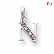 14K White Gold Polished .01ct Diamond Initial N Charm