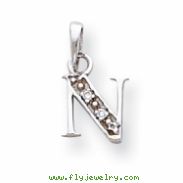 14K White Gold Polished .01ct Diamond Initial N Charm