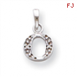 14K White Gold Polished .01ct Diamond Initial O Charm