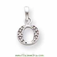 14K White Gold Polished .01ct Diamond Initial O Charm