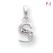 14K White Gold Polished .01ct Diamond Initial S Charm