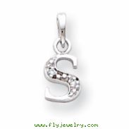 14K White Gold Polished .01ct Diamond Initial S Charm