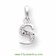 14K White Gold Polished .01ct Diamond Initial S Charm