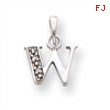 14K White Gold Polished .01ct Diamond Initial W Charm