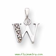 14K White Gold Polished .01ct Diamond Initial W Charm