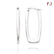 14K White Gold Polished 2.25mm Rectangle Hoop Earrings