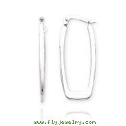 14K White Gold Polished 2.25mm Rectangle Hoop Earrings