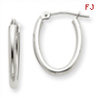 14k White Gold Polished 2mm Oval Tube Hoop Earrings