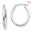 14k White Gold Polished 2mm Oval Tube Hoop Earrings