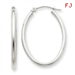 14k White Gold Polished 2mm Oval Tube Hoop Earrings