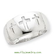 14K White Gold Polished 3 Cross Cut-out Ring