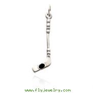 14K White Gold Polished 3D Hockey Stick Charm