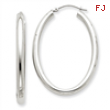 14k White Gold Polished 3mm Oval Tube Hoop Earrings