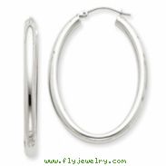 14k White Gold Polished 3mm Oval Tube Hoop Earrings