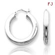 14K White Gold Polished 5x30mmTube Hoop Earrings