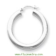 14K White Gold Polished 5x35mm Tube Hoop Earrings