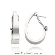 14K White Gold Polished 6mm Tapered Fancy J-Hoop Earrings