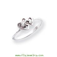 14K White Gold Polished AA Diamond Ring