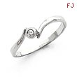 14K White Gold Polished AA Diamond Ring