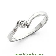 14K White Gold Polished AA Diamond Ring