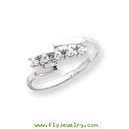 14K White Gold Polished AA Diamond Ring