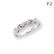 14K White Gold Polished AA Diamond Ring